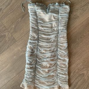 Fashion Nova blue/nude mesh dress